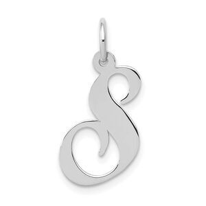 14k White Gold, Ella Collection Medium Fancy Script Initial S Pendant